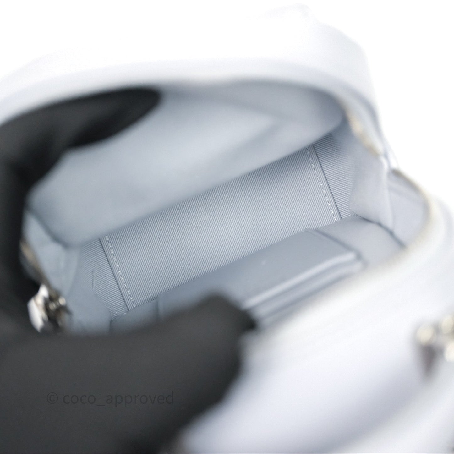 Chanel Classic Mini Backpack Light Blue Grey Caviar Silver Hardware
