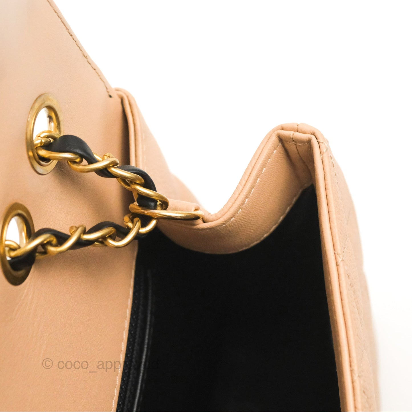 Chanel Quilted Medium CC Filigree Flap Beige Black Caviar