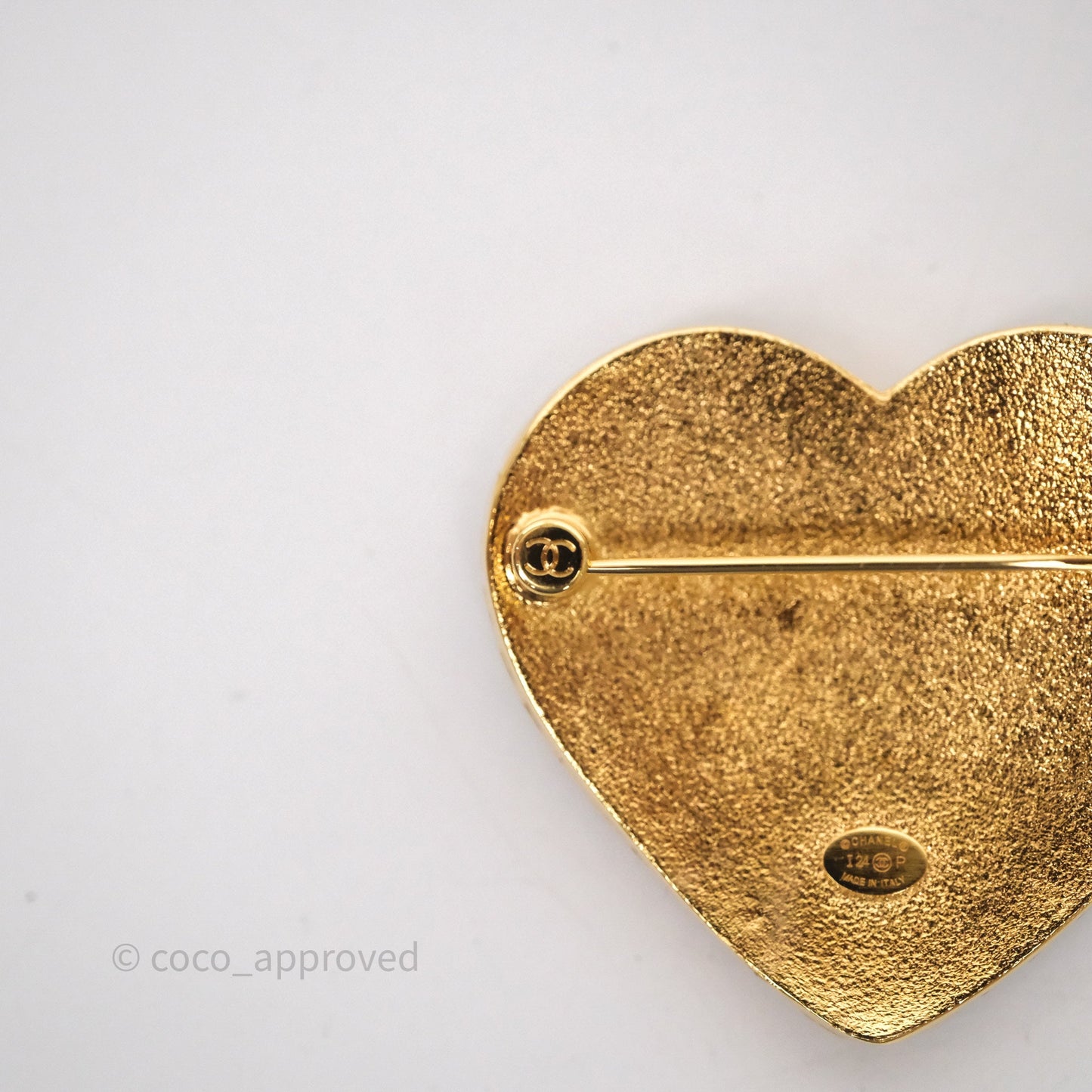 Chanel Denim Heart CC Brooch Gold Tone 24P