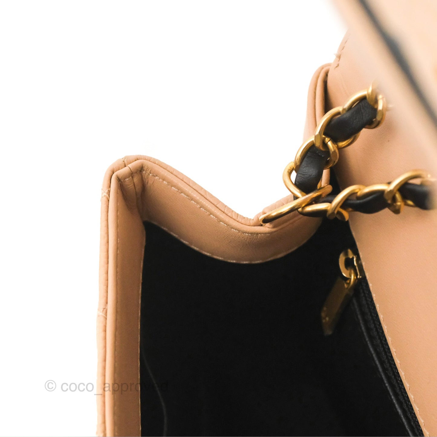 Chanel Quilted Medium CC Filigree Flap Beige Black Caviar
