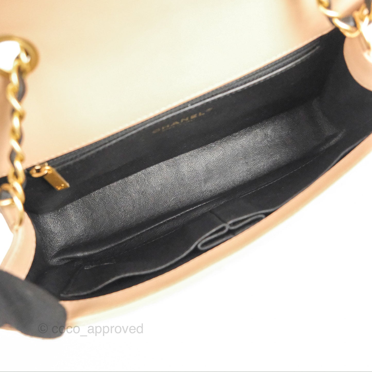 Chanel Quilted Medium CC Filigree Flap Beige Black Caviar