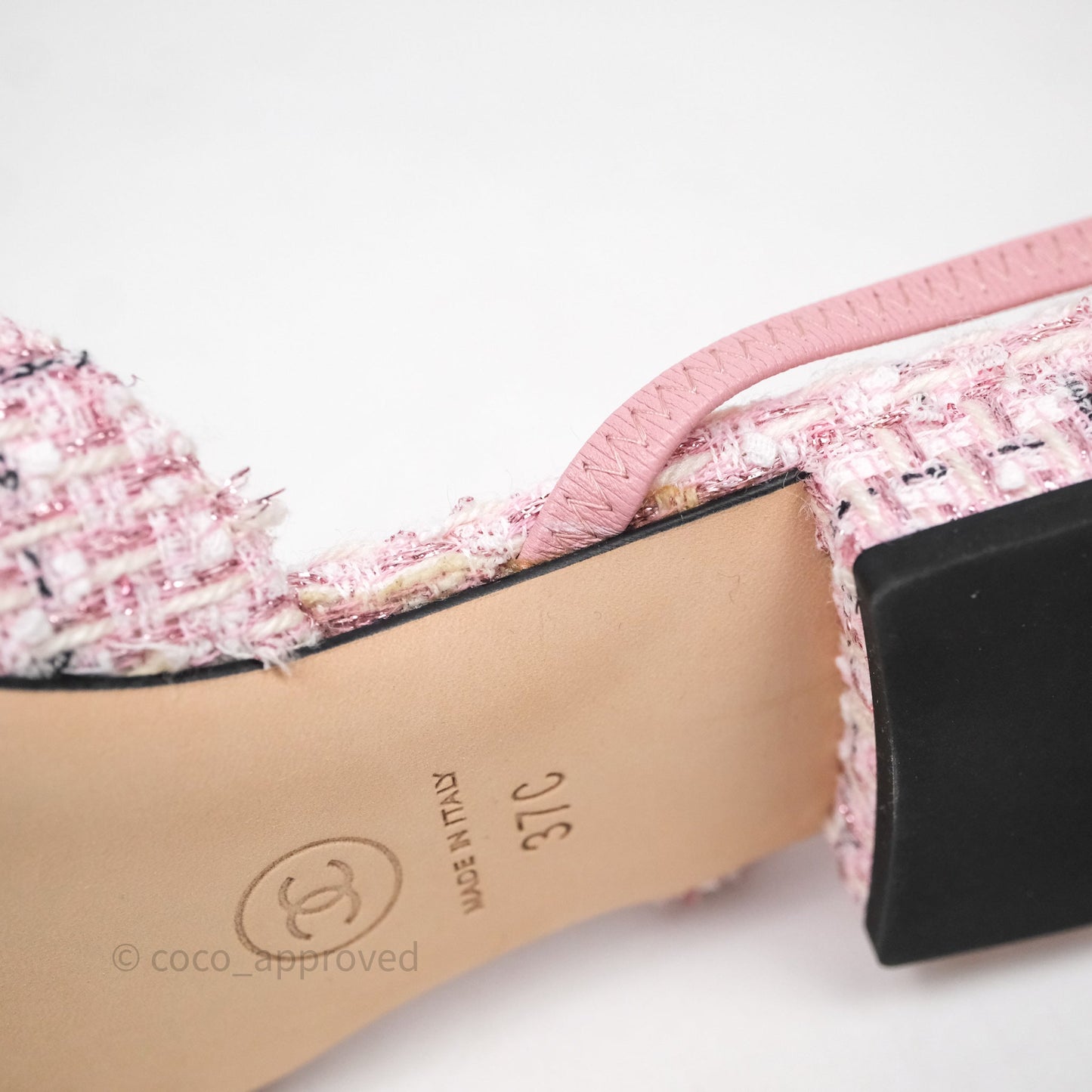 Chanel CC Slingback Flats Pink Tweed Size 37