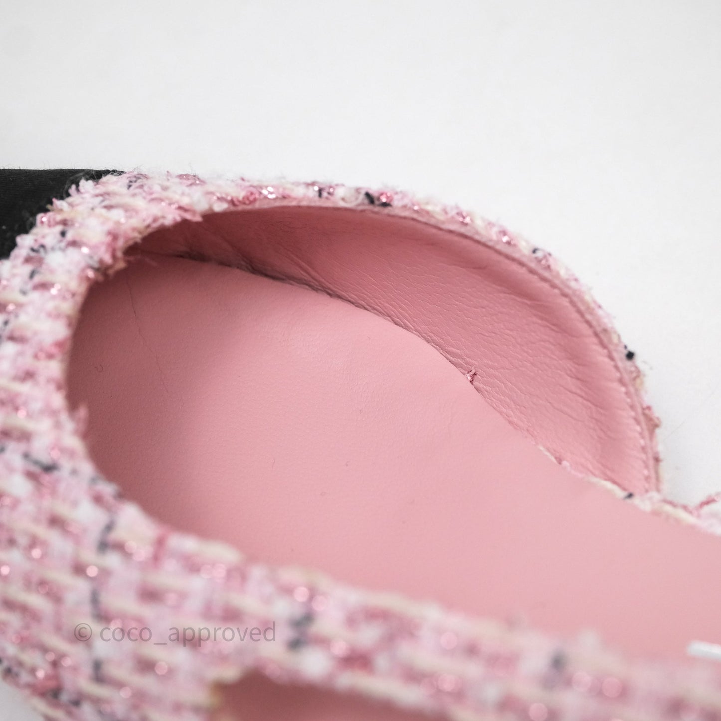 Chanel CC Slingback Flats Pink Tweed Size 37