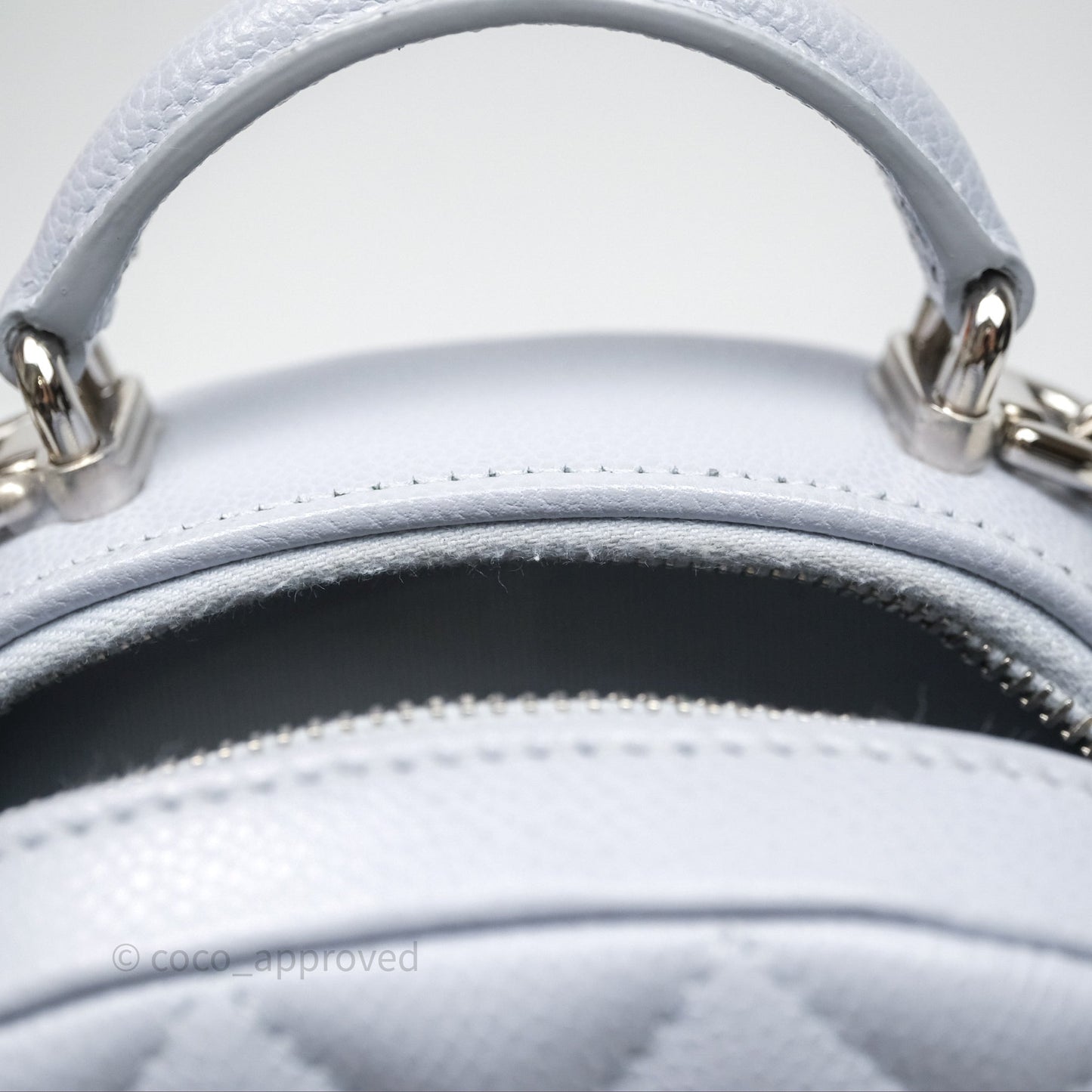 Chanel Classic Mini Backpack Light Blue Grey Caviar Silver Hardware