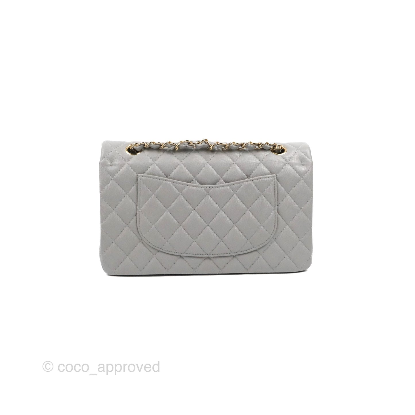 Chanel Classic M/L Medium Double Flap Grey Caviar Gold Hardware