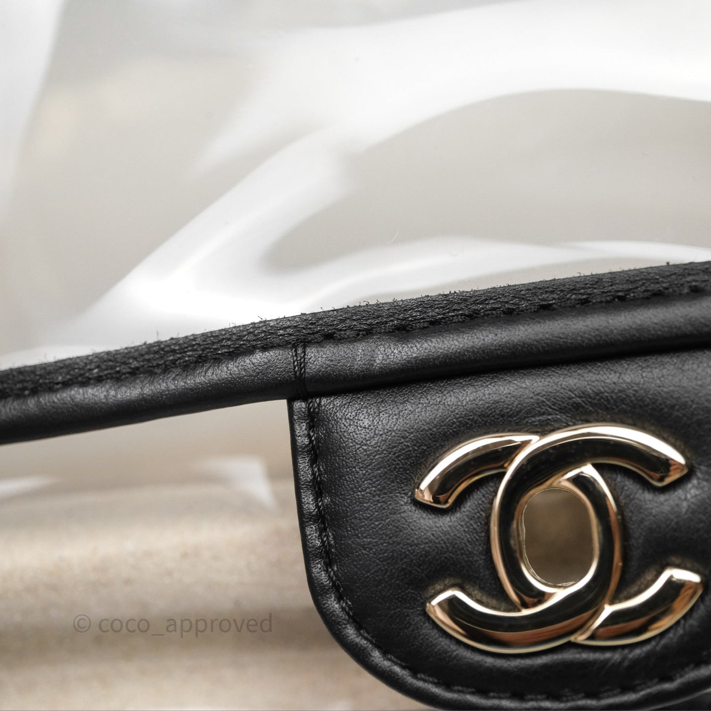 Chanel Medium Sand By The Sea PVC Flap Black Lambskin Gold Hardware