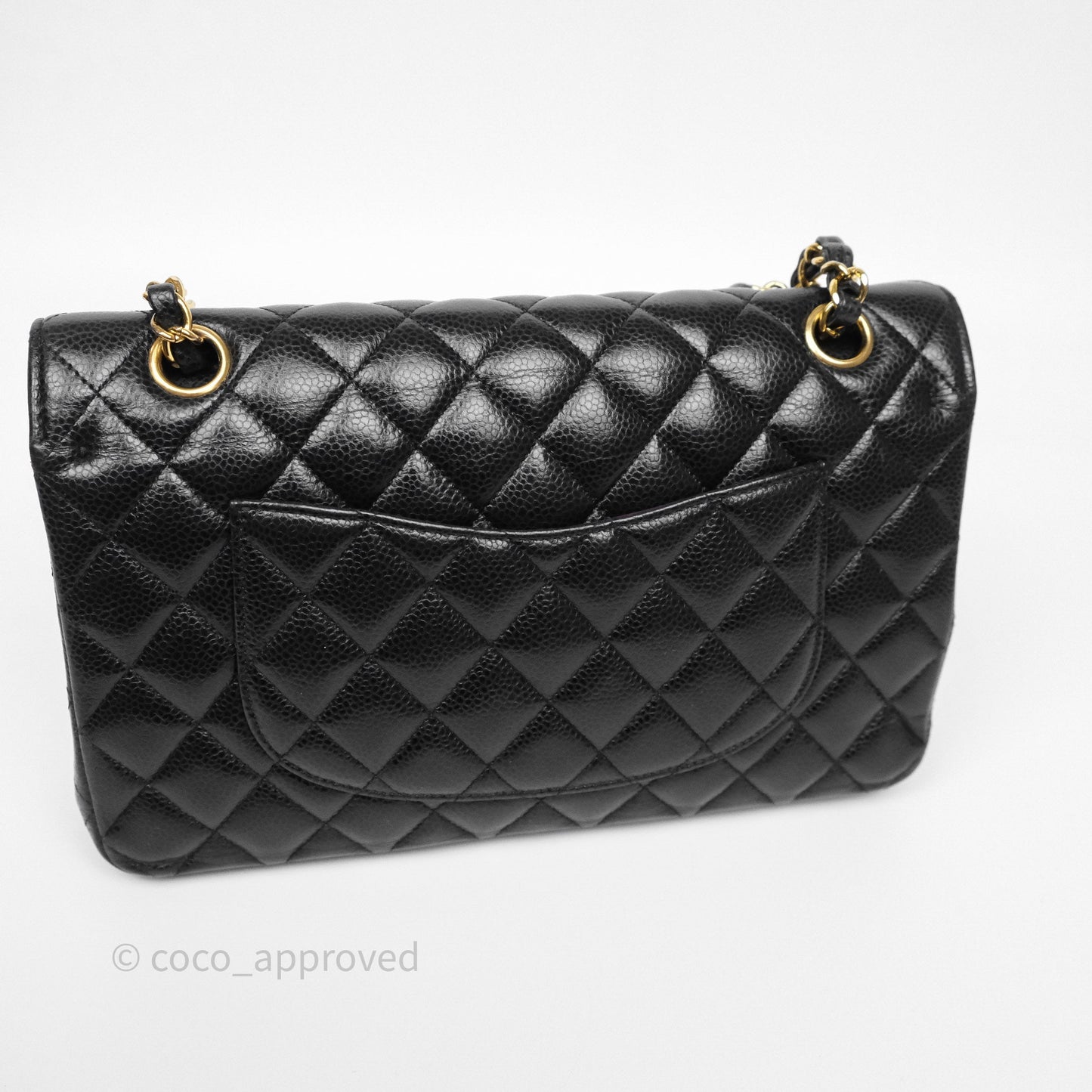 Chanel Classic M/L Medium Flap Quilted Black Caviar Gold Hardware