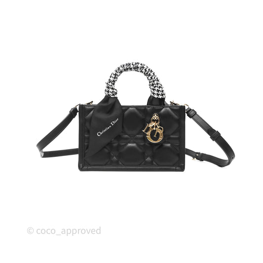 Christian Dior Mini Dior Book Tote Black Macrocannage Calfskin Gold Hardware