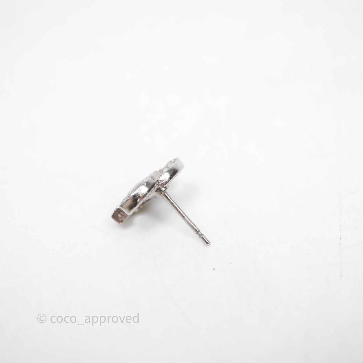 Chanel Crystal CC Earrings Silver Tone 25V