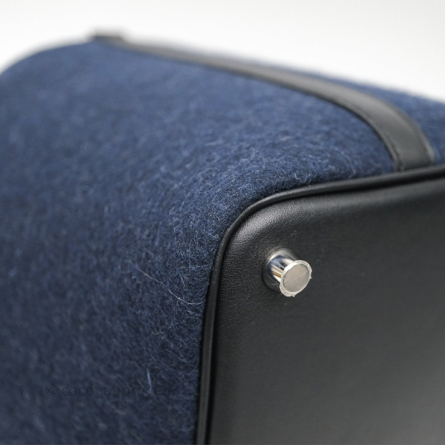 Hermès Picotin 18 Bleu Nuit 2Z / Swift Noir 89 Wool Feutre Swift Palladium Hardware