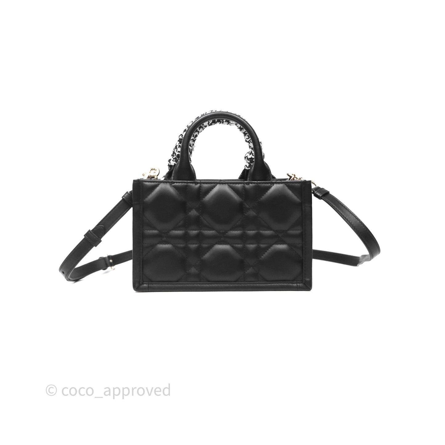 Christian Dior Mini Dior Book Tote Black Macrocannage Calfskin Gold Hardware