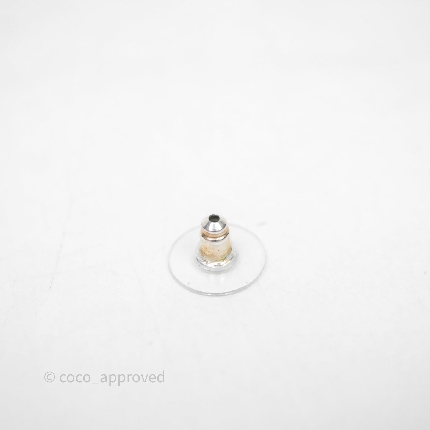 Chanel Crystal CC Earrings Silver Tone 25V
