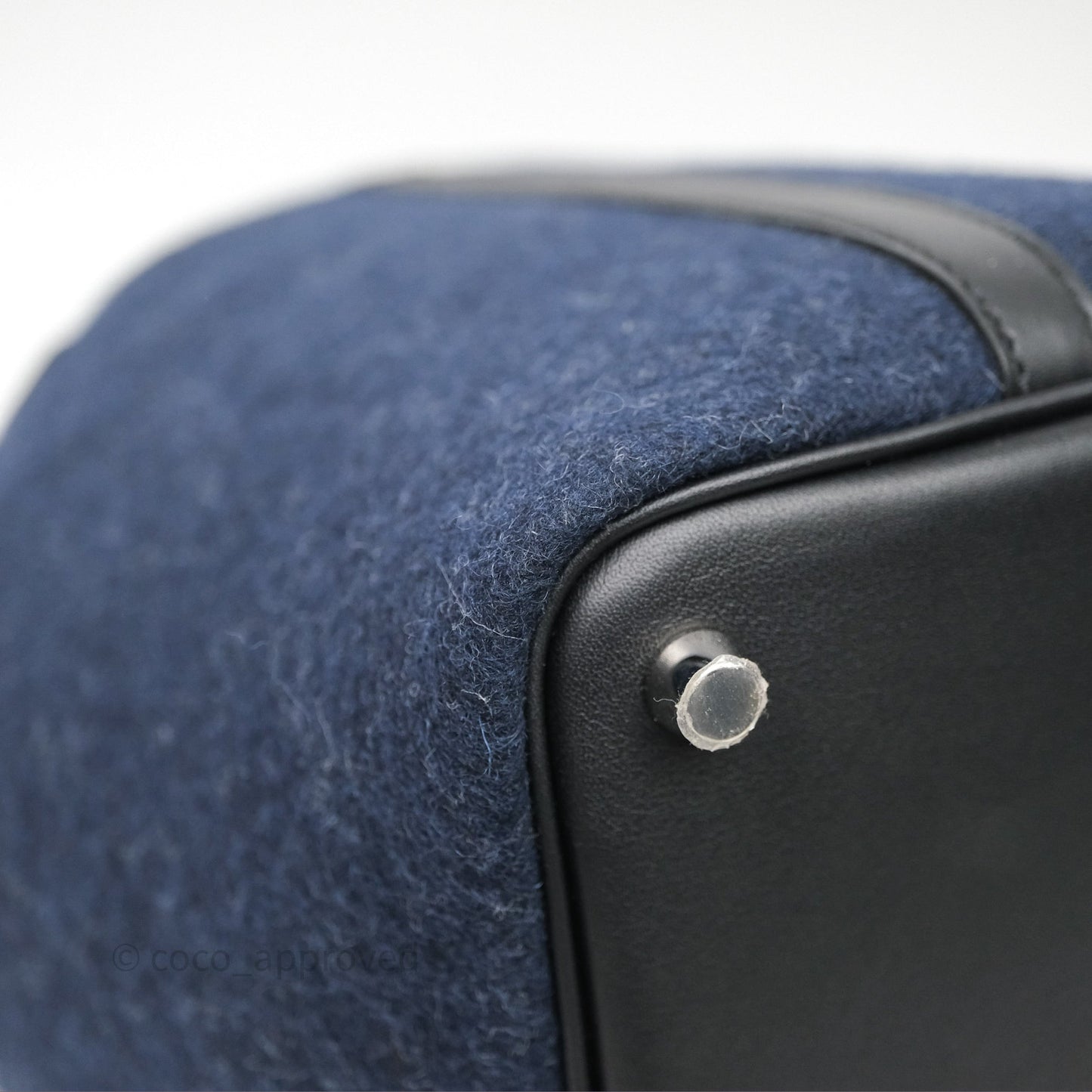 Hermès Picotin 18 Bleu Nuit 2Z / Swift Noir 89 Wool Feutre Swift Palladium Hardware