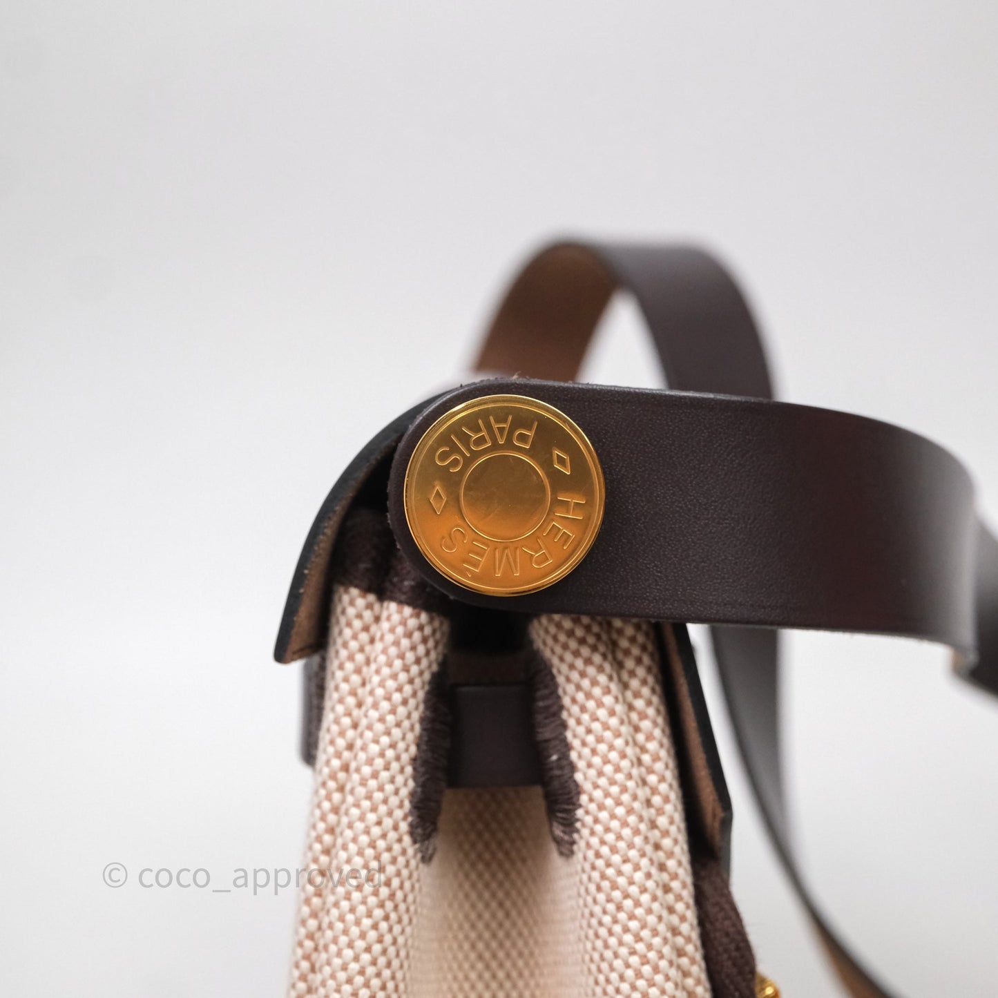 Hermès Herbag Zip 20 Mini Ecru/ Beige Canva Gold Hardware