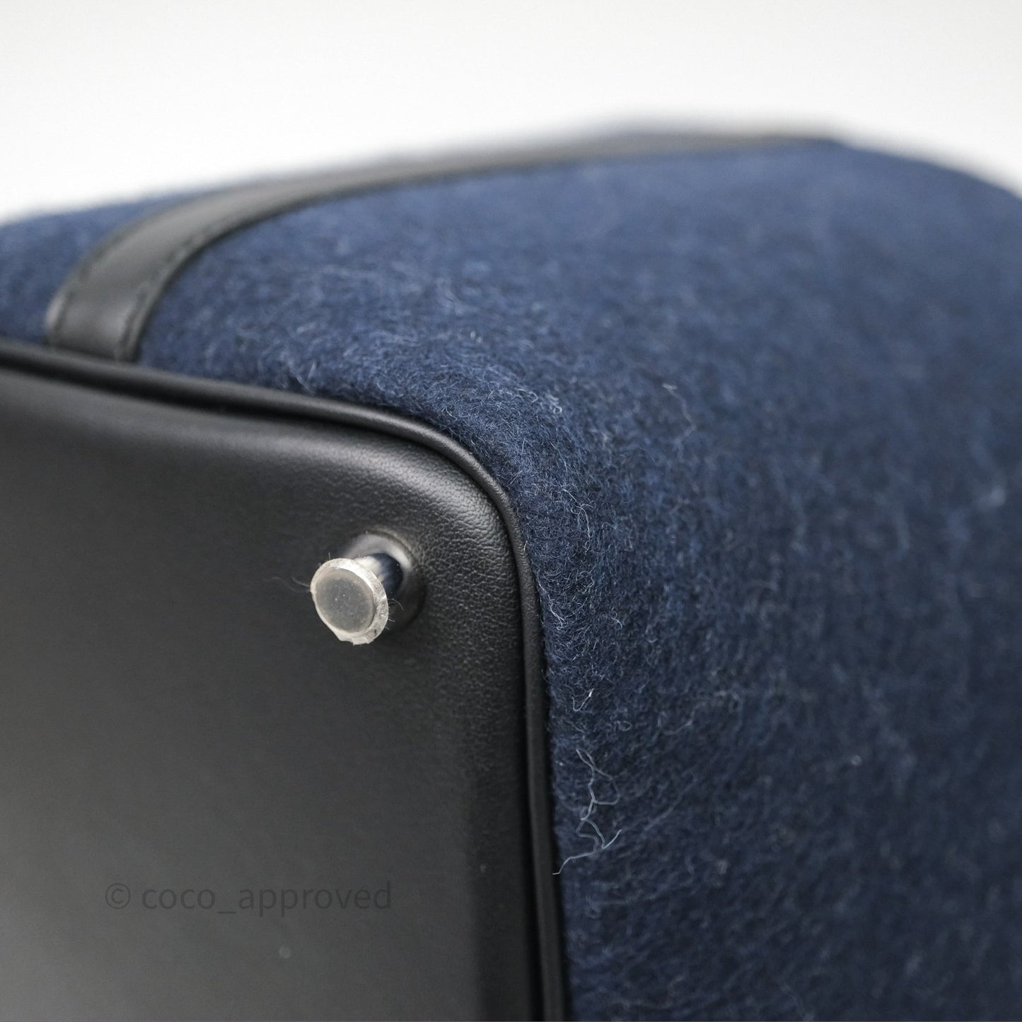 Hermès Picotin 18 Bleu Nuit 2Z / Swift Noir 89 Wool Feutre Swift Palladium Hardware