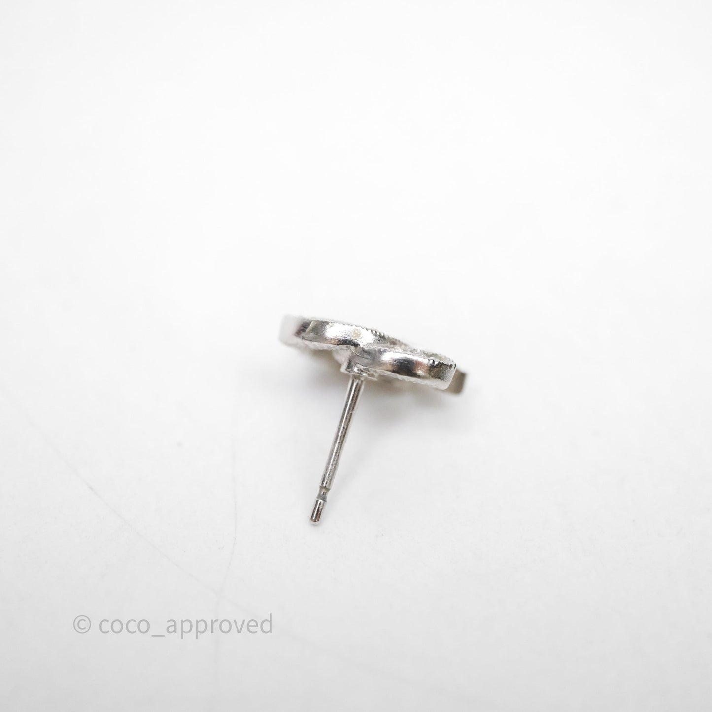Chanel Crystal CC Earrings Silver Tone 25V