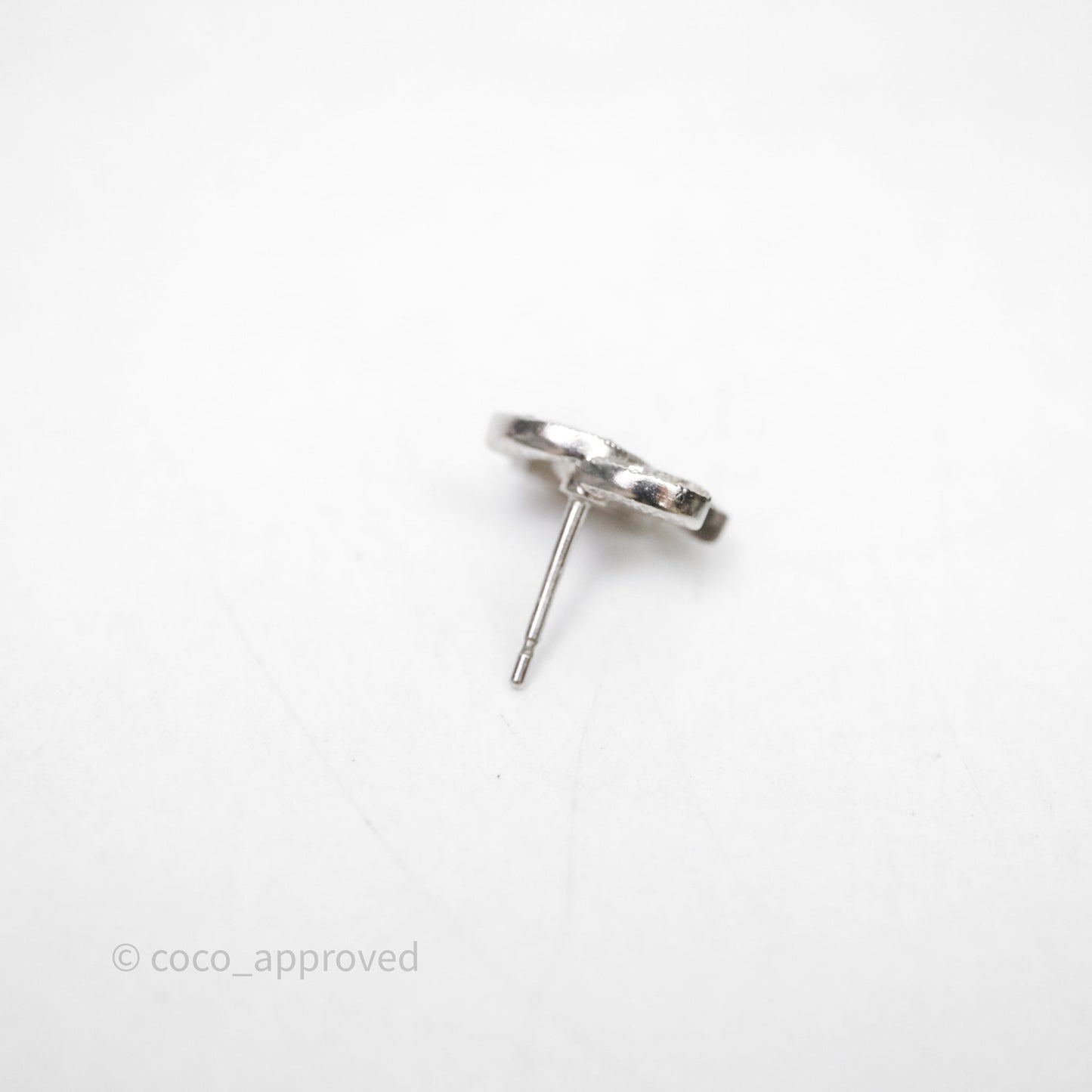 Chanel Crystal CC Earrings Silver Tone 25V