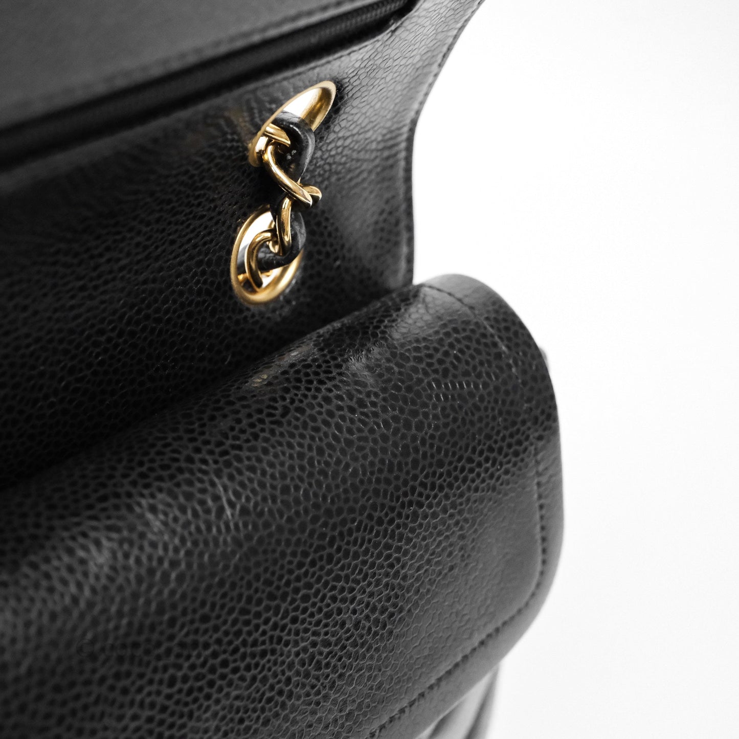 Chanel Classic M/L Medium Flap Quilted Black Caviar Gold Hardware
