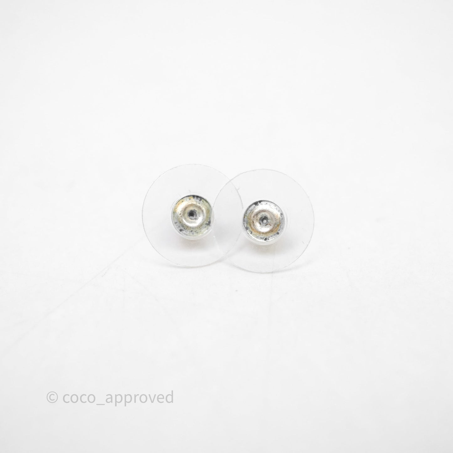 Chanel Crystal CC Earrings Silver Tone 25V