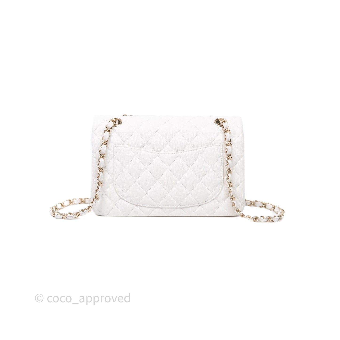 Chanel Small Classic Quilted Flap White Caviar Gold Hardware