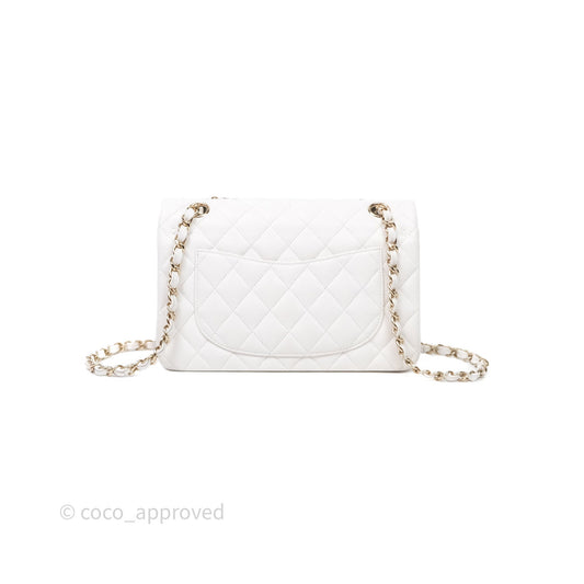 Chanel Small Classic Quilted Flap White Caviar Gold Hardware