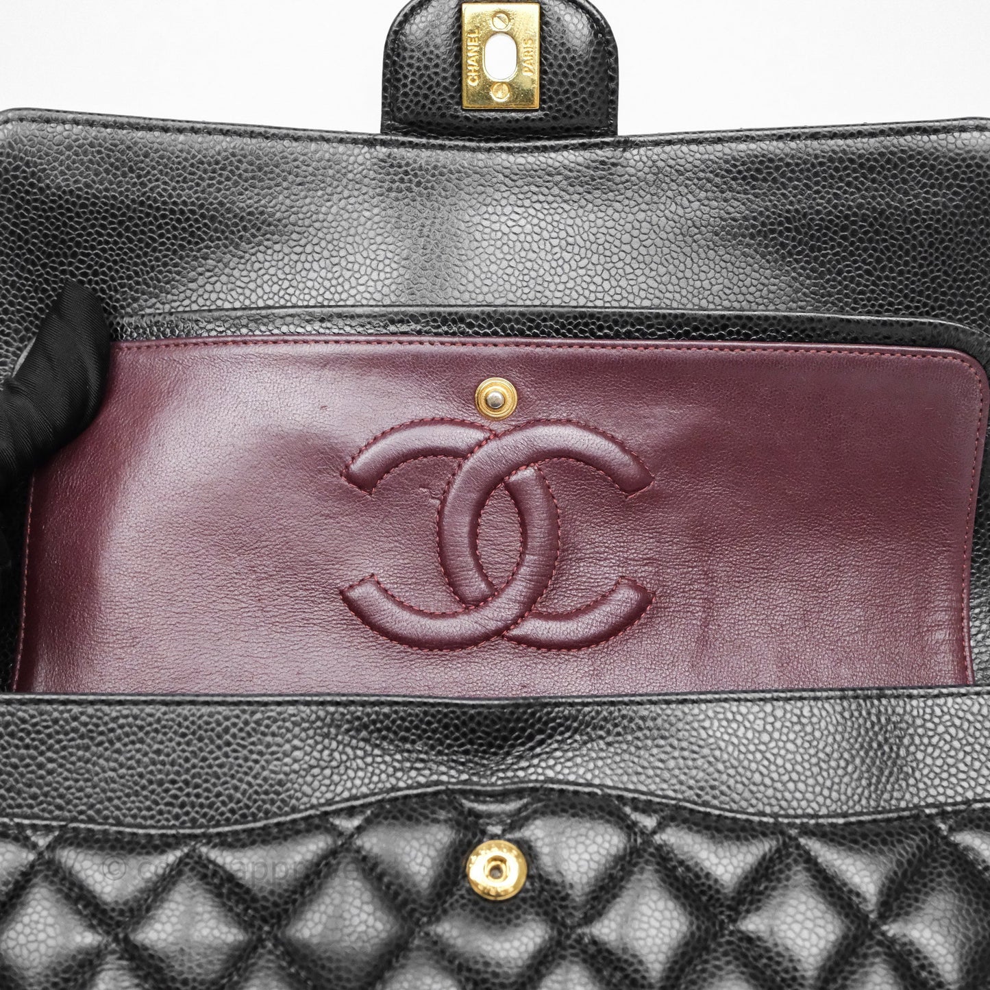 Chanel Classic M/L Medium Flap Quilted Black Caviar Gold Hardware