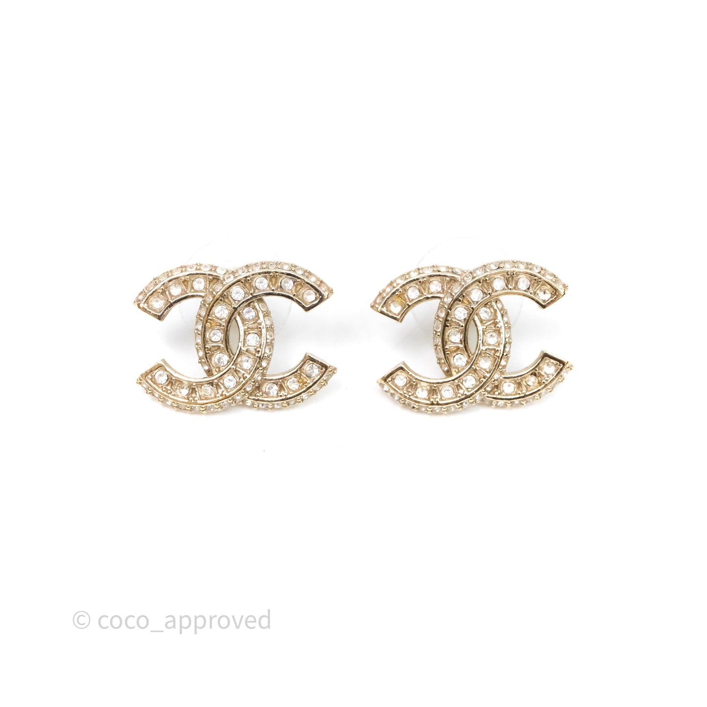 Chanel CC Crystals Earrings Gold Tone 23V