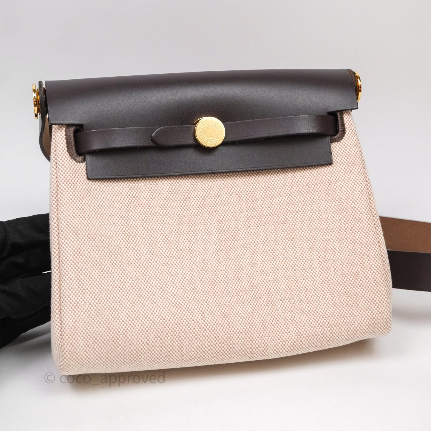 Hermès Herbag Zip 20 Mini Ecru/ Beige Canva Gold Hardware