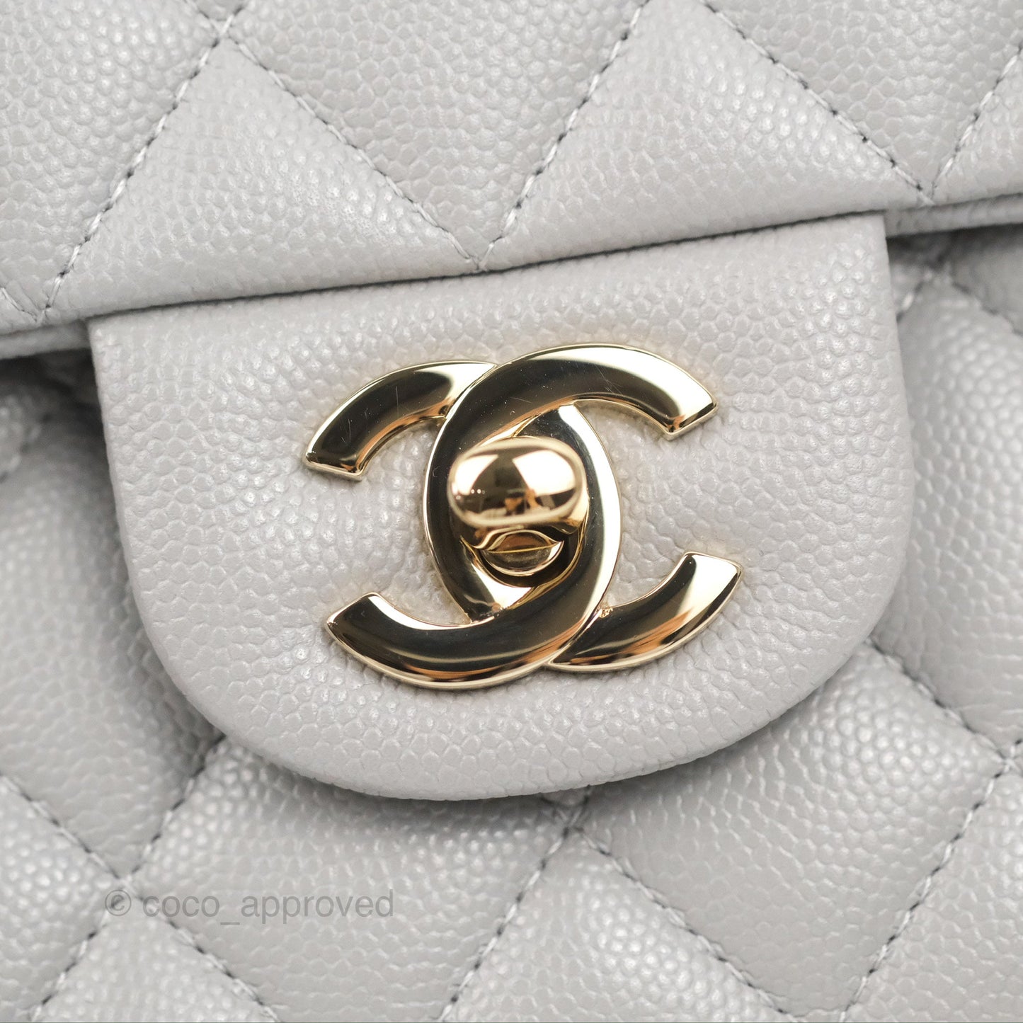 Chanel Classic M/L Medium Double Flap Grey Caviar Gold Hardware