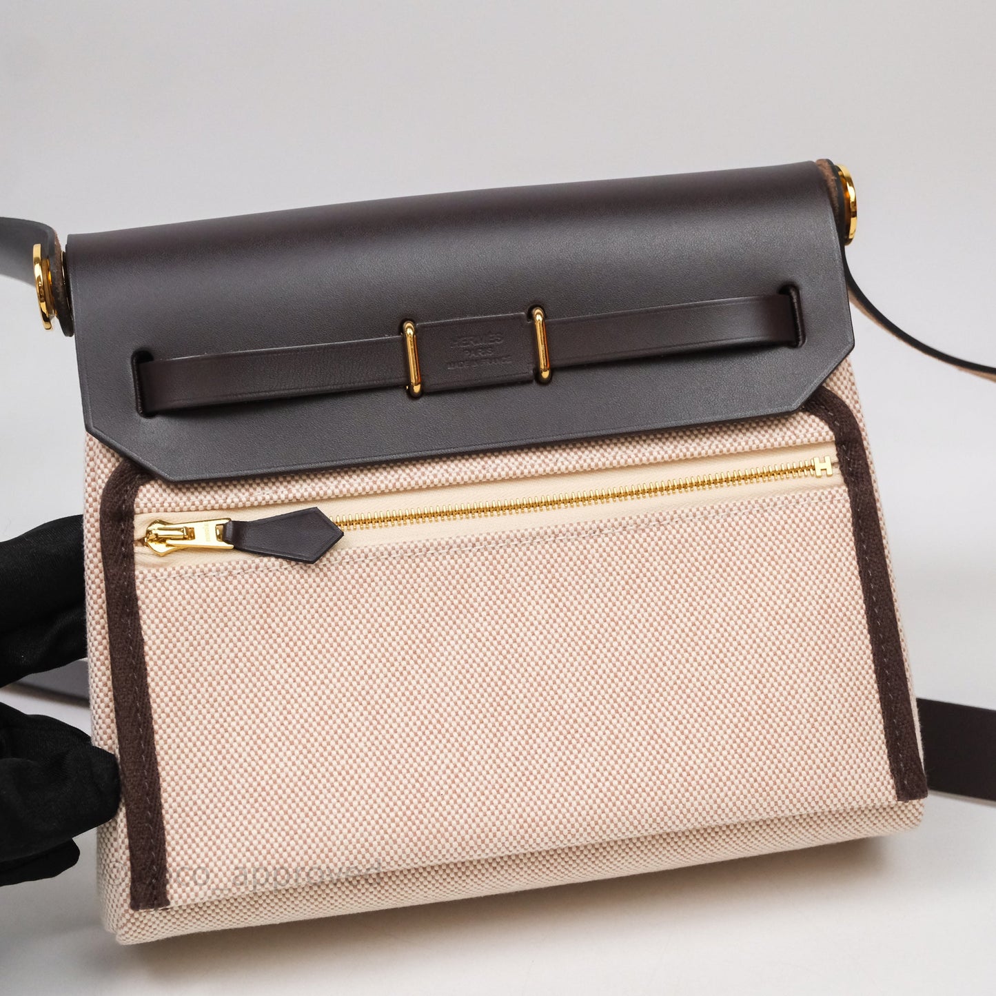 Hermès Herbag Zip 20 Mini Ecru/ Beige Canva Gold Hardware