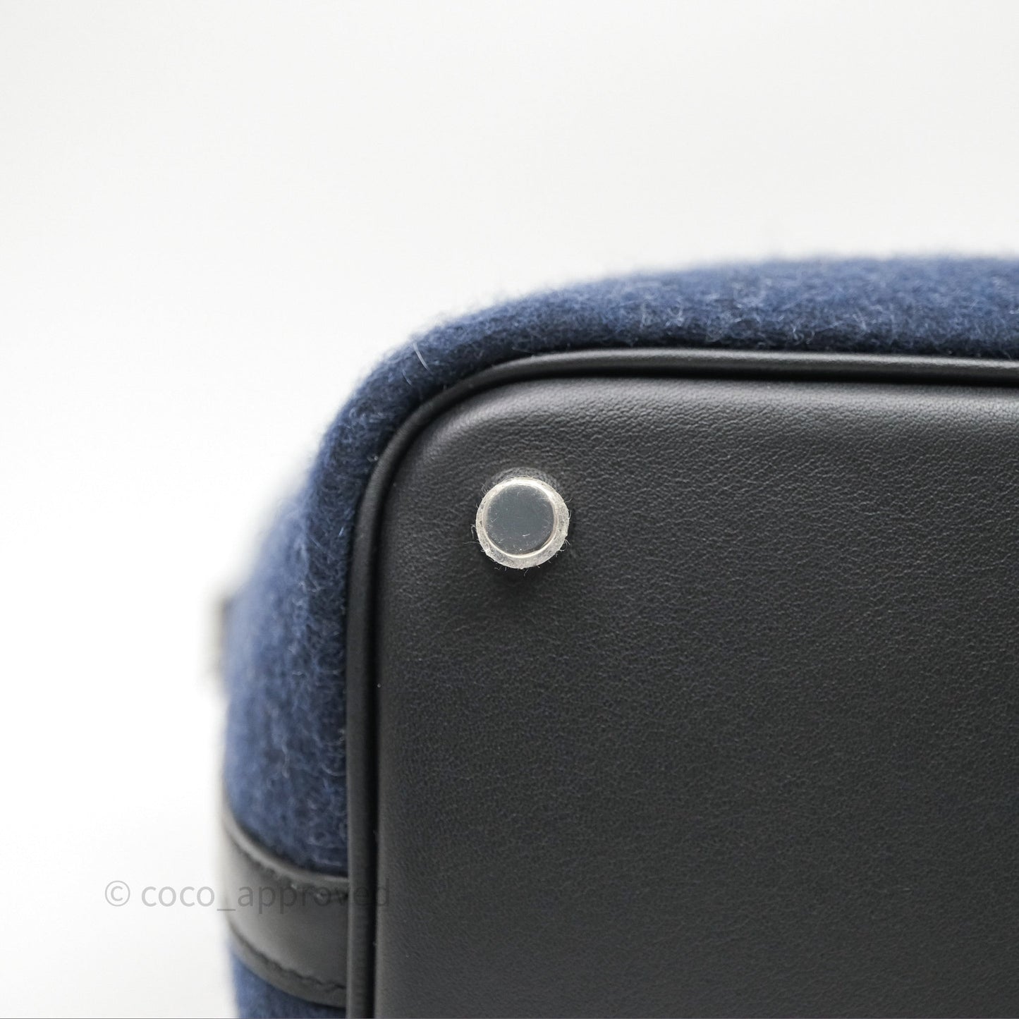 Hermès Picotin 18 Bleu Nuit 2Z / Swift Noir 89 Wool Feutre Swift Palladium Hardware