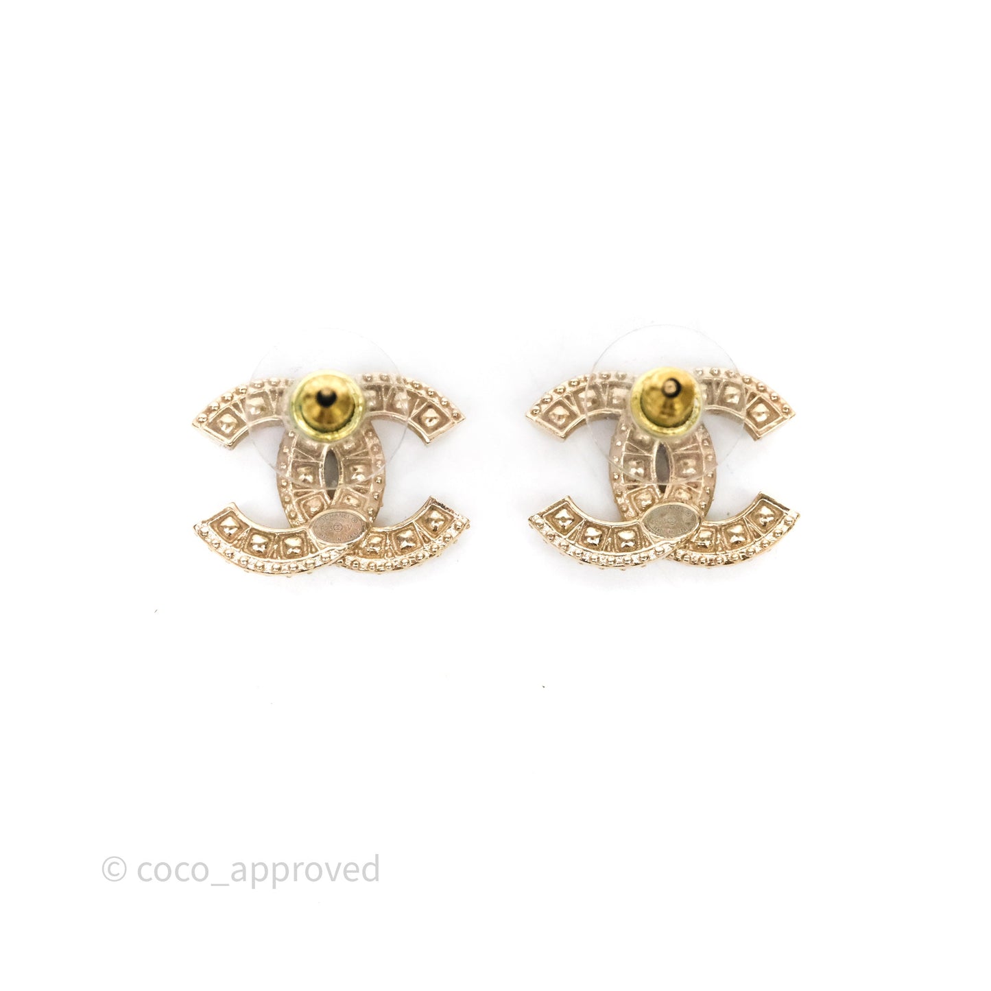 Chanel CC Crystals Earrings Gold Tone 23V