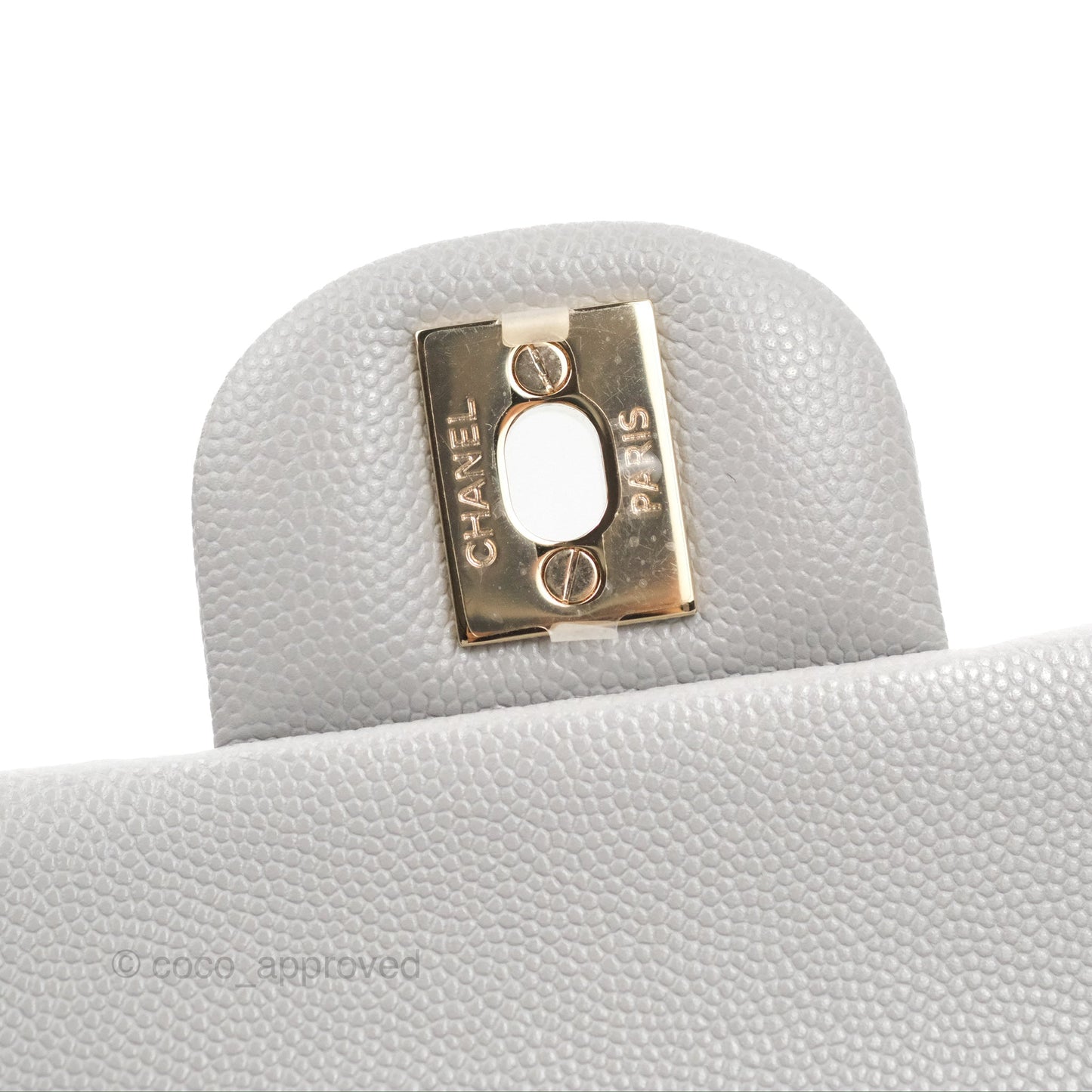 Chanel Classic M/L Medium Double Flap Grey Caviar Gold Hardware