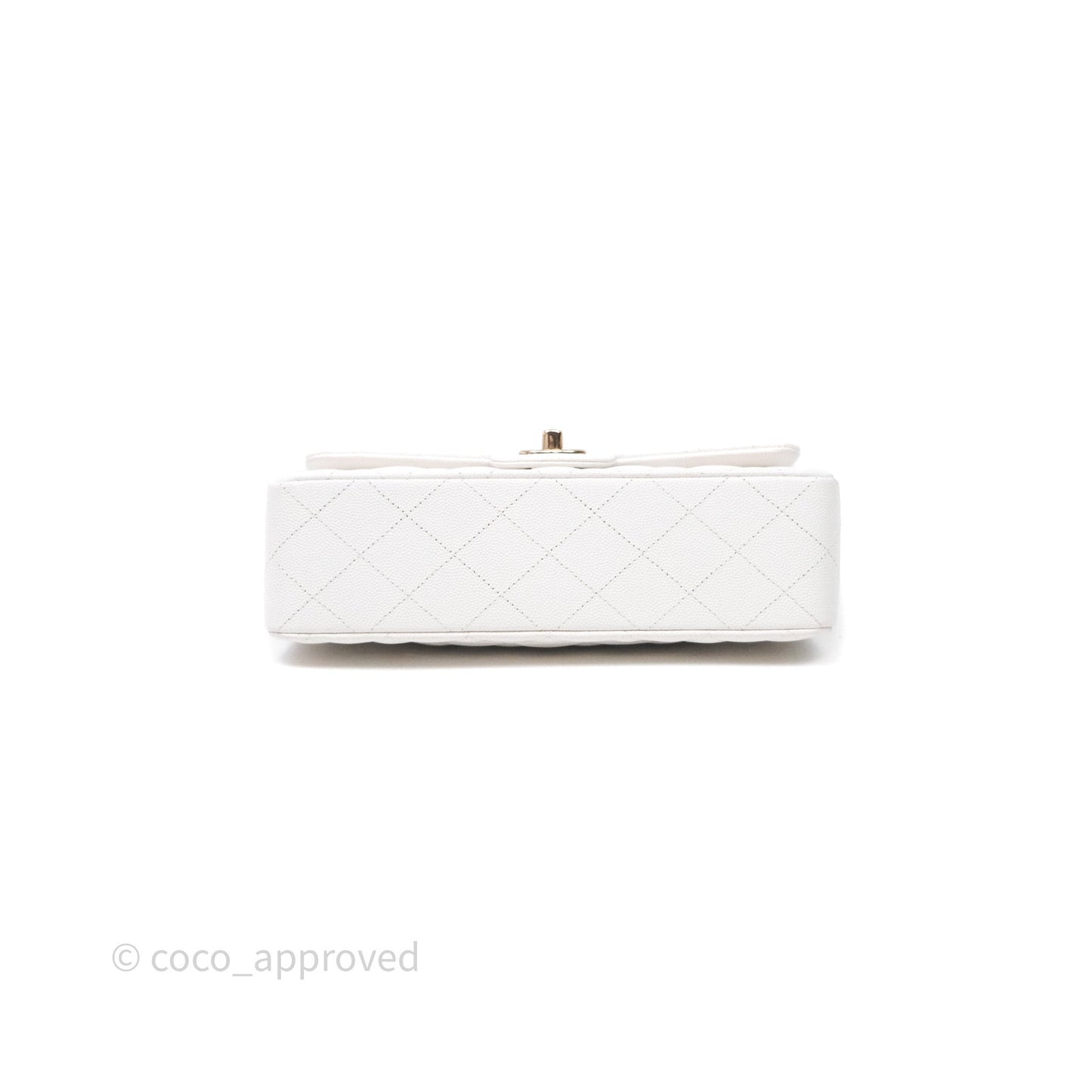 Chanel Small Classic Quilted Flap White Caviar Gold Hardware