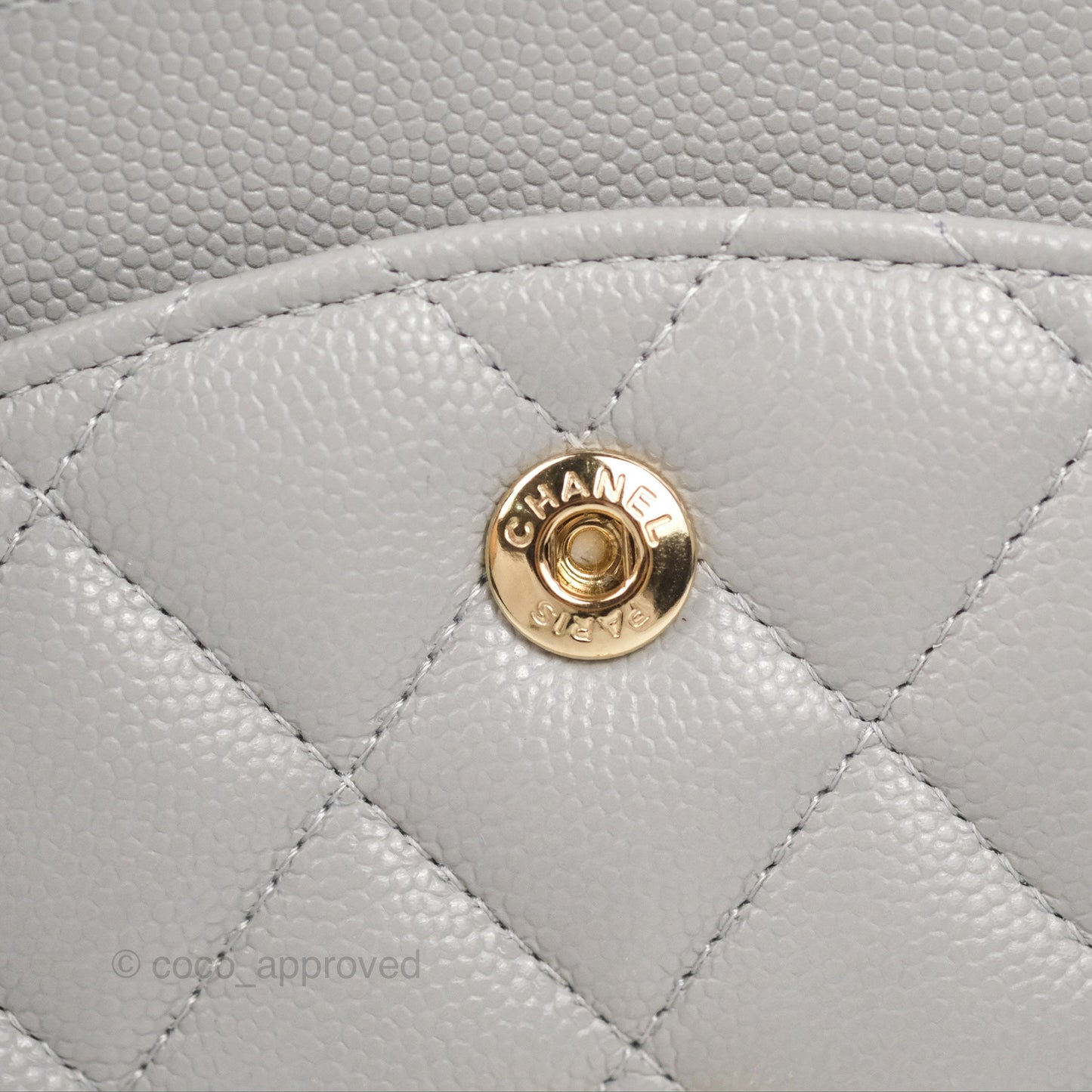 Chanel Classic M/L Medium Double Flap Grey Caviar Gold Hardware