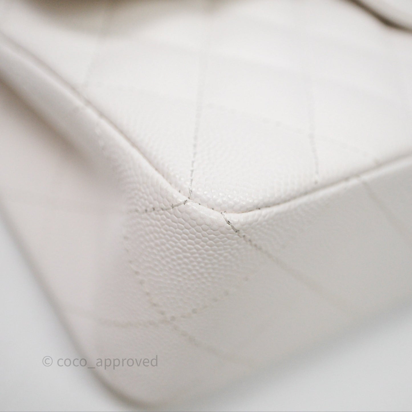 Chanel Small Classic Quilted Flap White Caviar Gold Hardware
