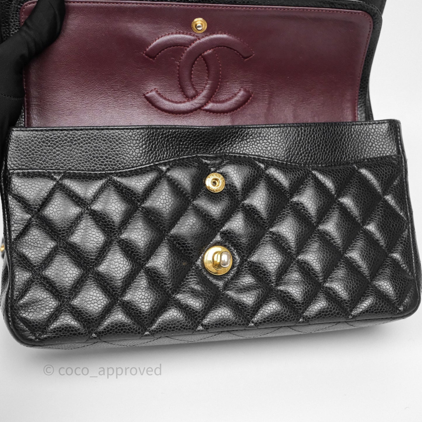 Chanel Classic M/L Medium Flap Quilted Black Caviar Gold Hardware