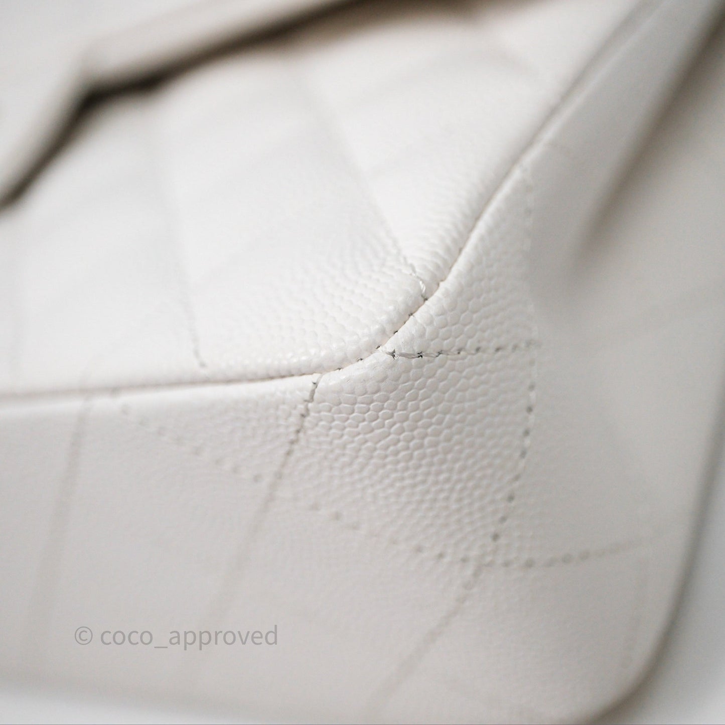Chanel Small Classic Quilted Flap White Caviar Gold Hardware