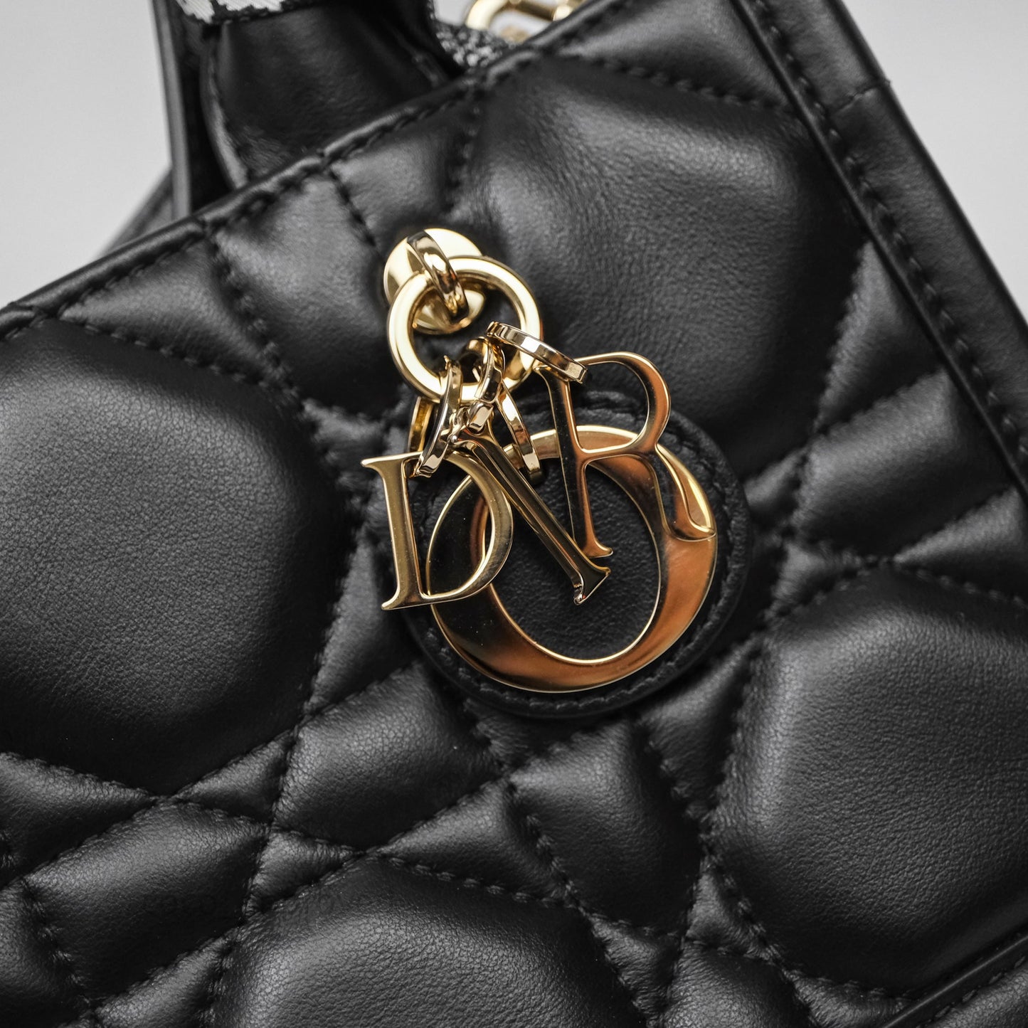 Christian Dior Mini Dior Book Tote Black Macrocannage Calfskin Gold Hardware