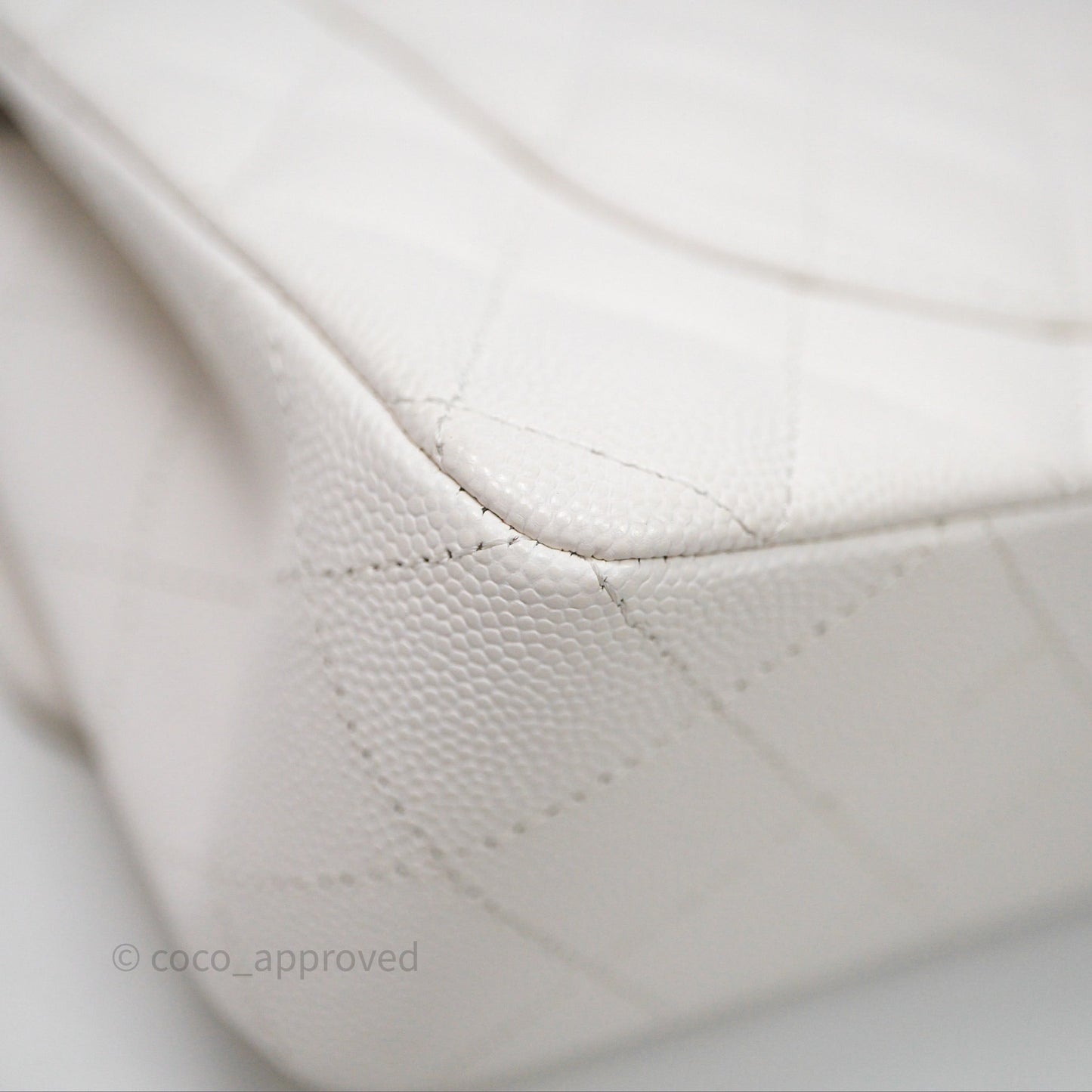 Chanel Small Classic Quilted Flap White Caviar Gold Hardware