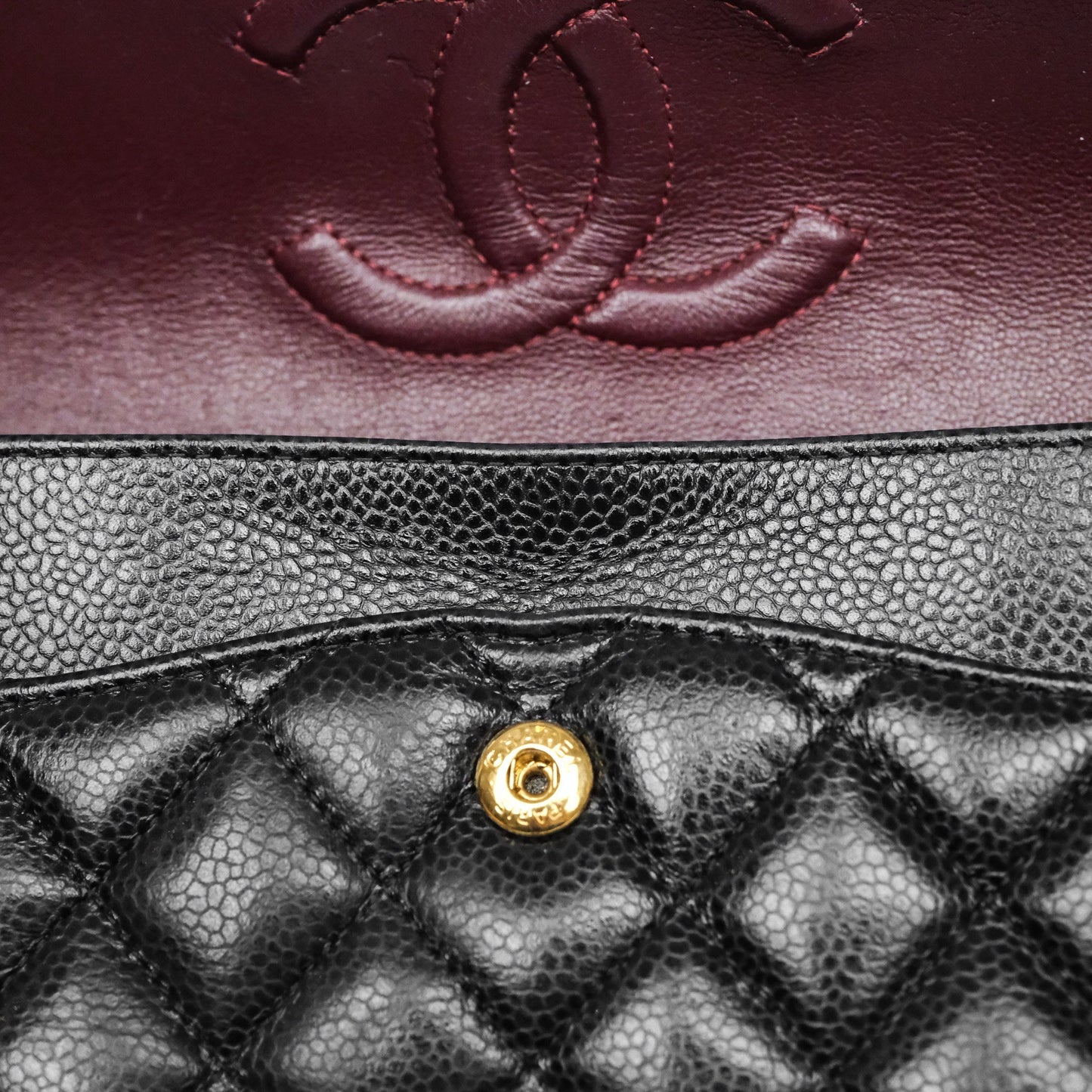 Chanel Classic M/L Medium Flap Quilted Black Caviar Gold Hardware