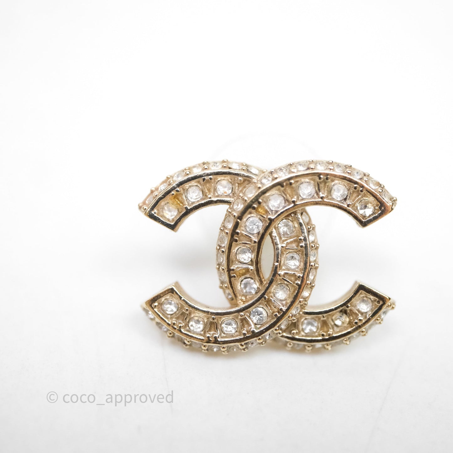 Chanel CC Crystals Earrings Gold Tone 23V