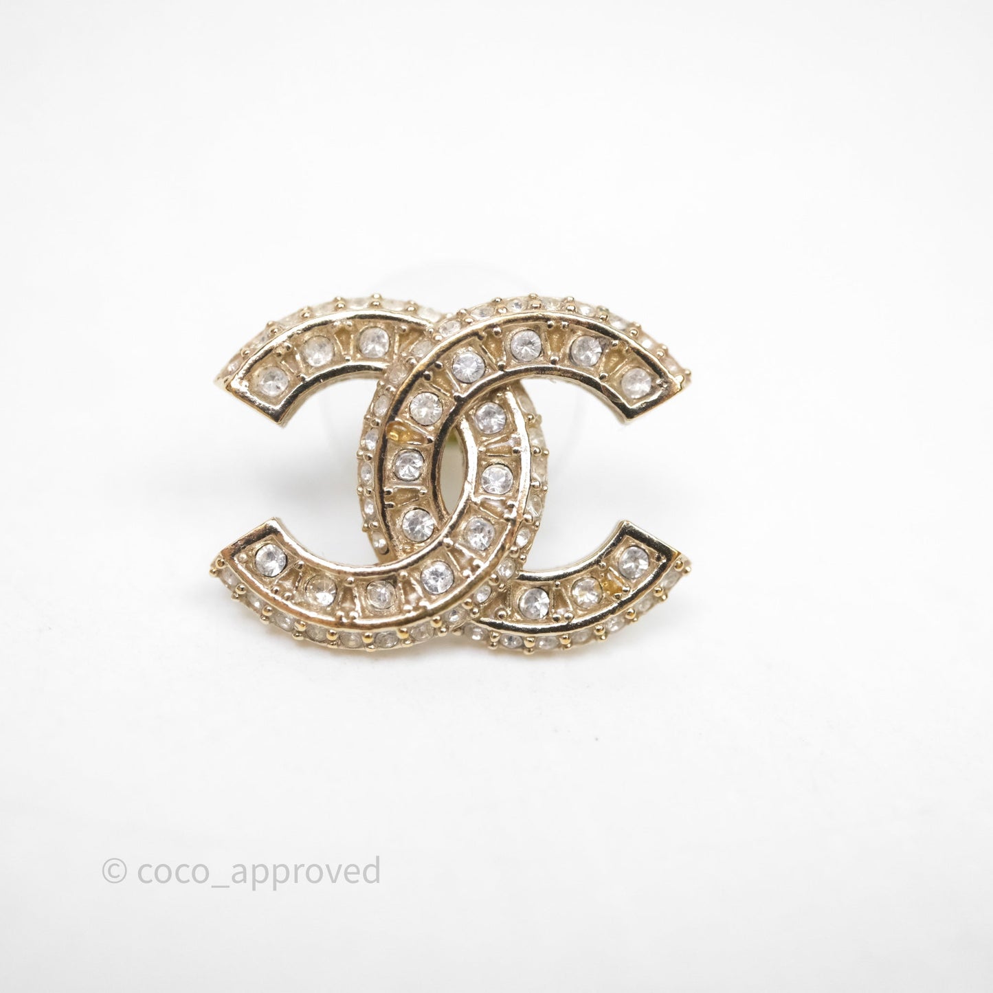 Chanel CC Crystals Earrings Gold Tone 23V