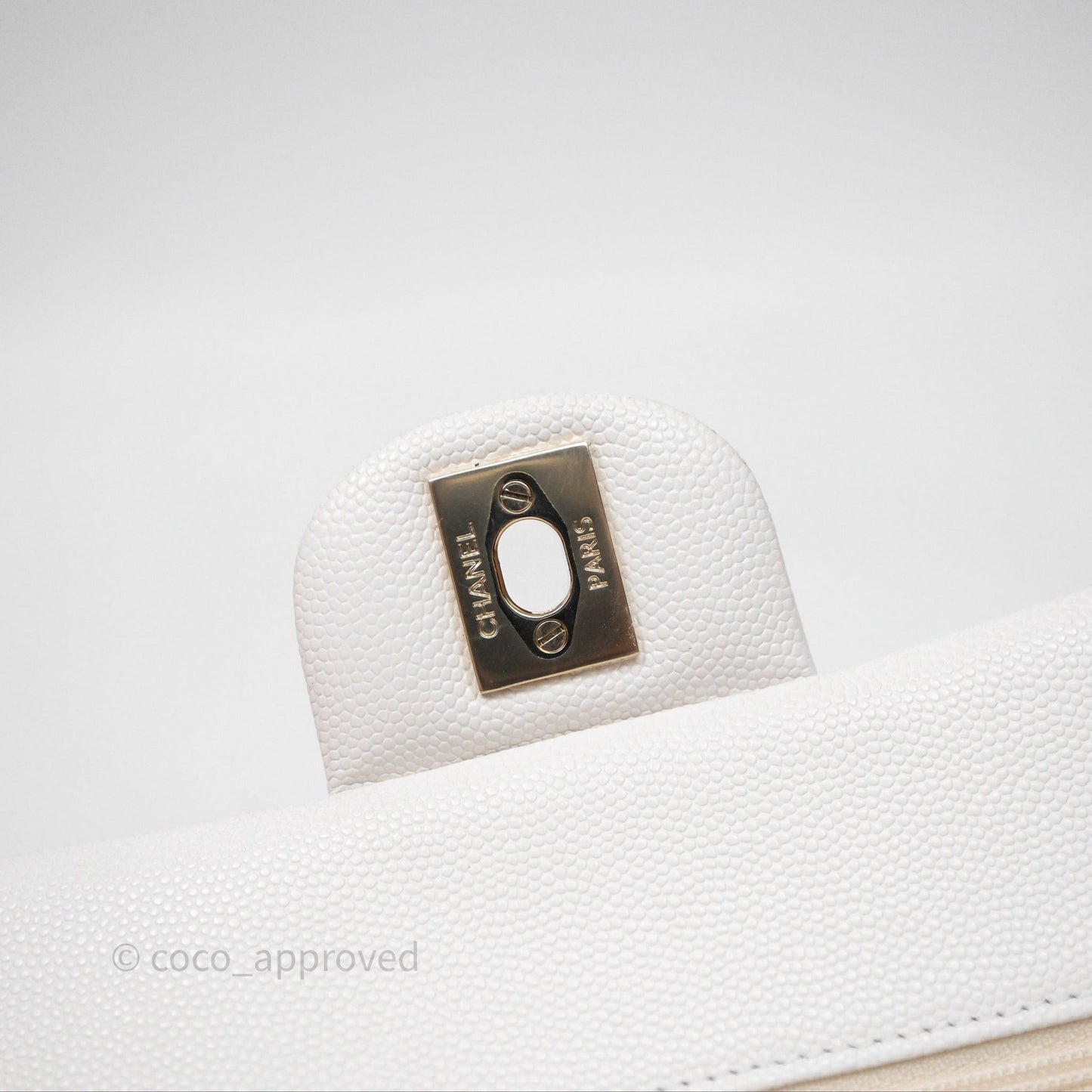 Chanel Small Classic Quilted Flap White Caviar Gold Hardware