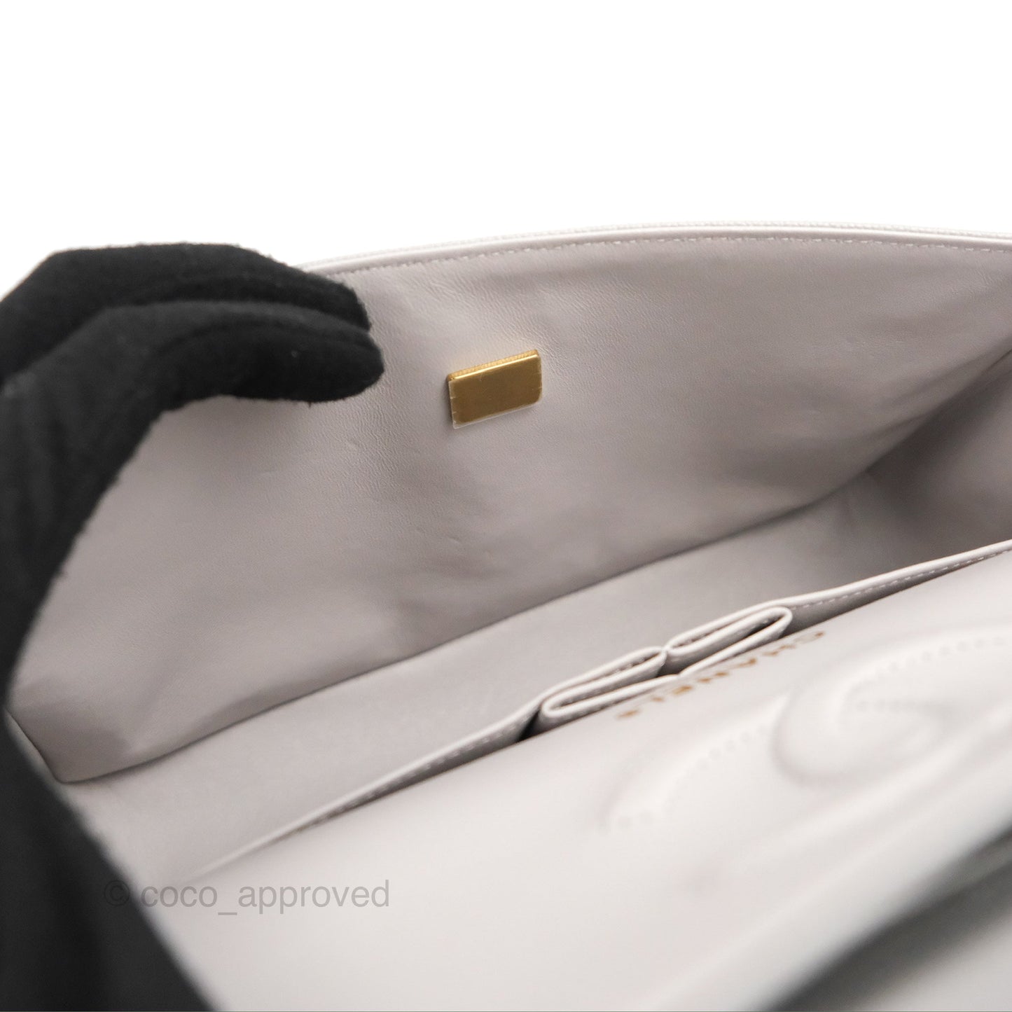 Chanel Classic M/L Medium Double Flap Grey Caviar Gold Hardware