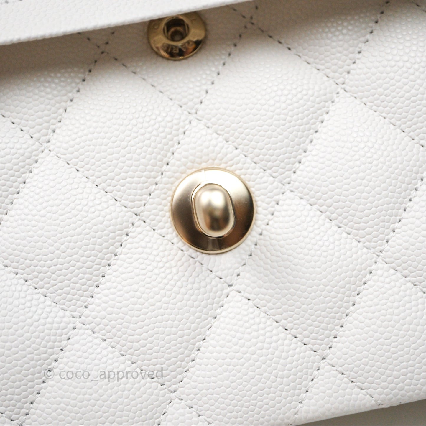 Chanel Small Classic Quilted Flap White Caviar Gold Hardware