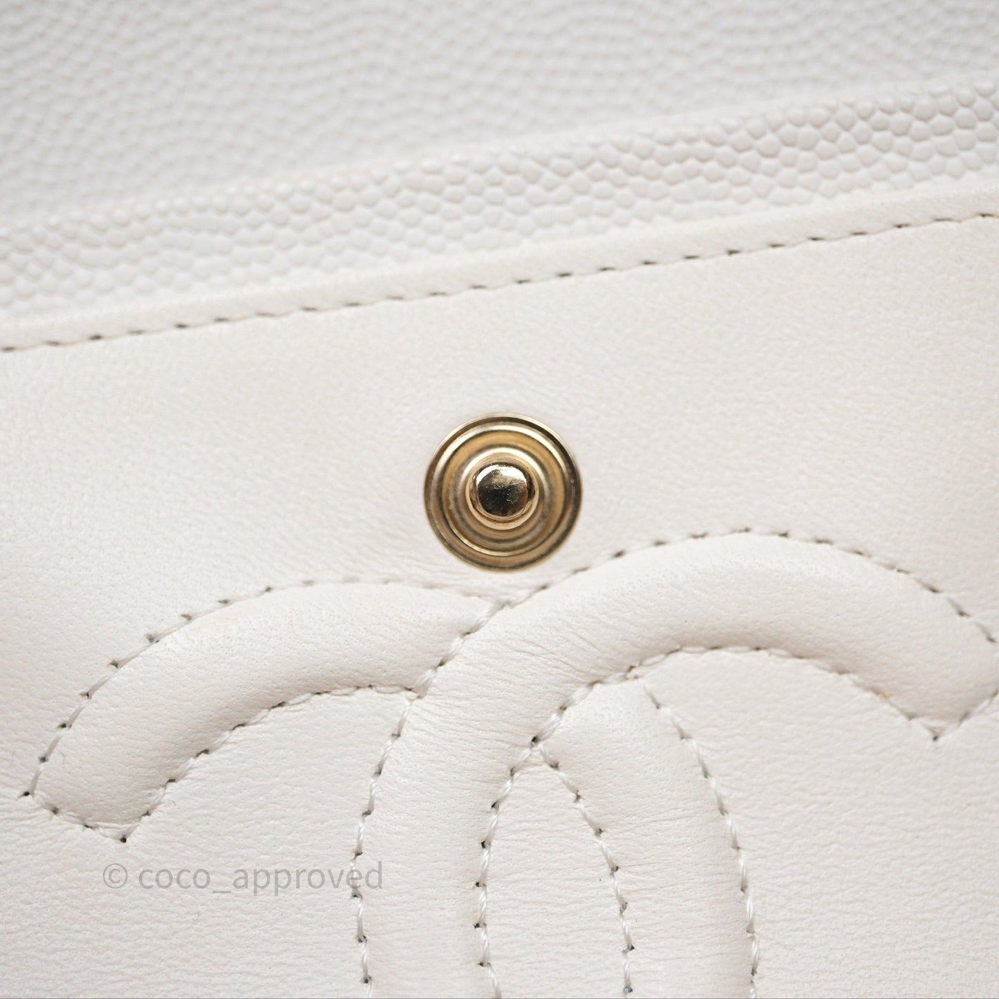 Chanel Small Classic Quilted Flap White Caviar Gold Hardware