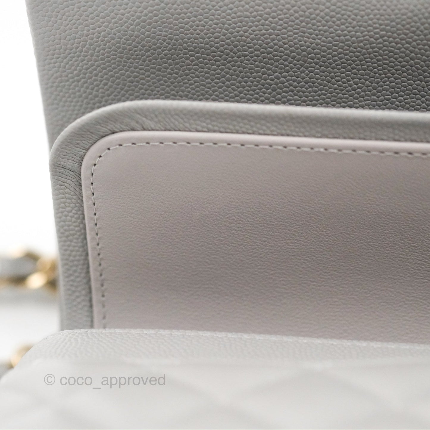 Chanel Classic M/L Medium Double Flap Grey Caviar Gold Hardware