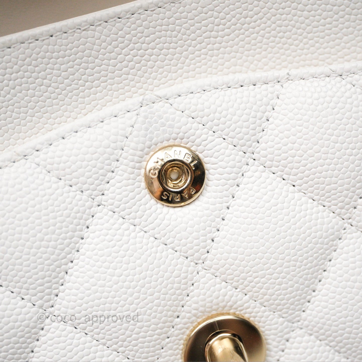 Chanel Small Classic Quilted Flap White Caviar Gold Hardware