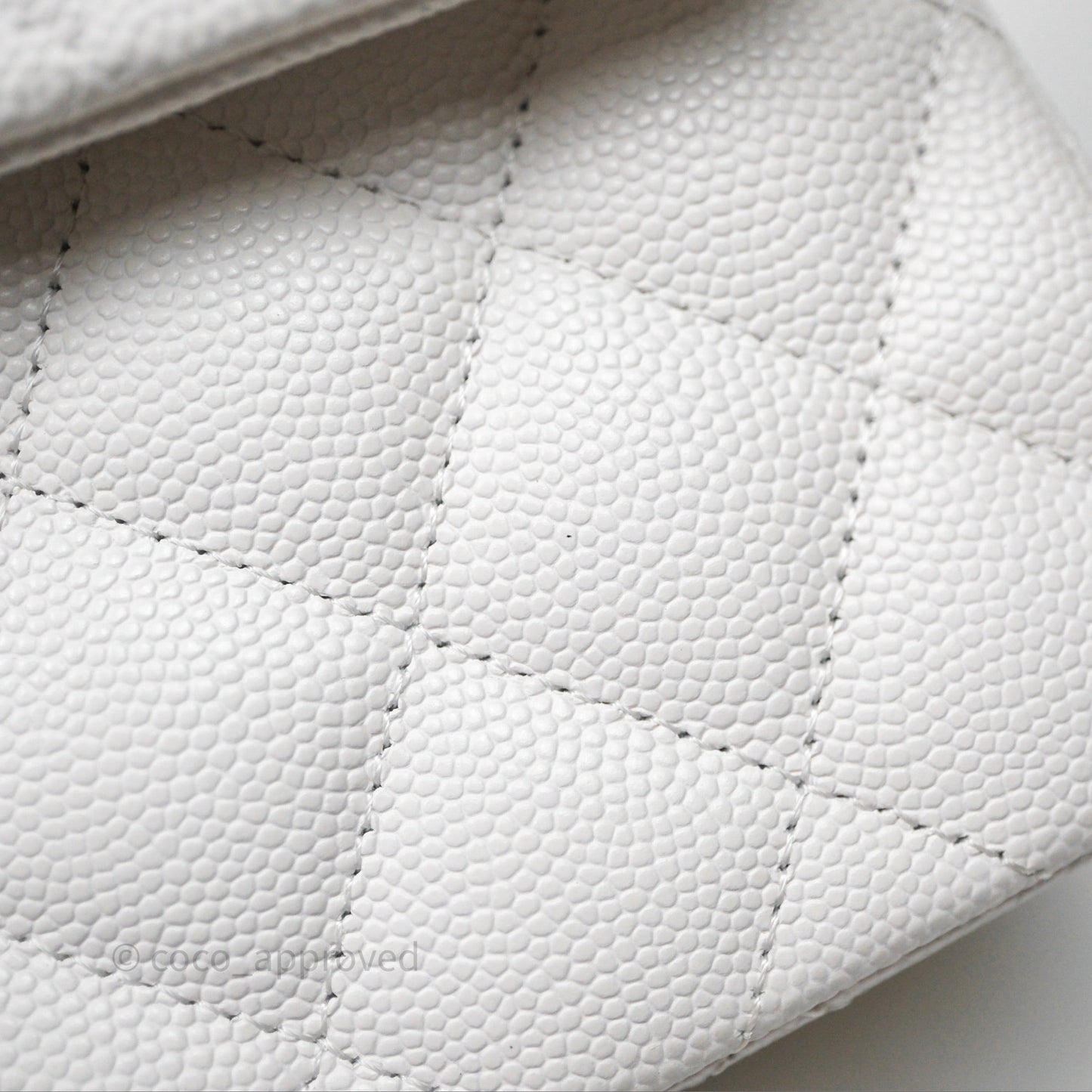 Chanel Small Classic Quilted Flap White Caviar Gold Hardware